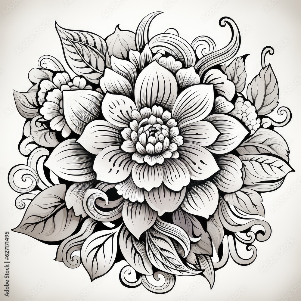 Fototapeta premium mandala design on white isolated background. boho mandala. Mandala with floral patterns. AI Generative.