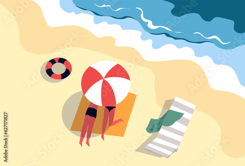 Summer beach vacation and relax by seaside vector