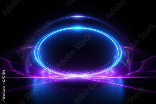 Ring-shaped energy light that shines in blue and purple