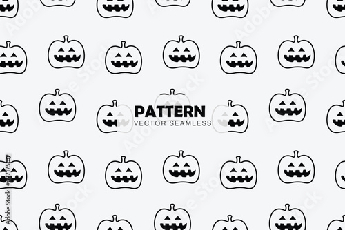 Jack o lantern scary pumpkin smiling spooky halloween vector seamless repeat pattern