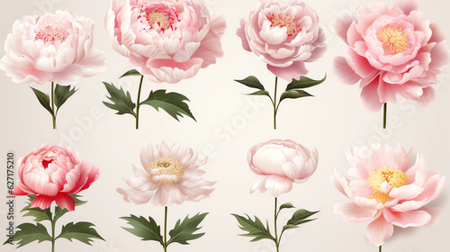 Collection Peony white background