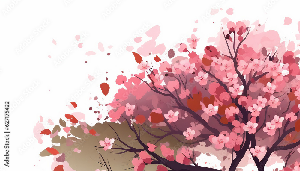 Cherry tree flower spring icon, generative ai