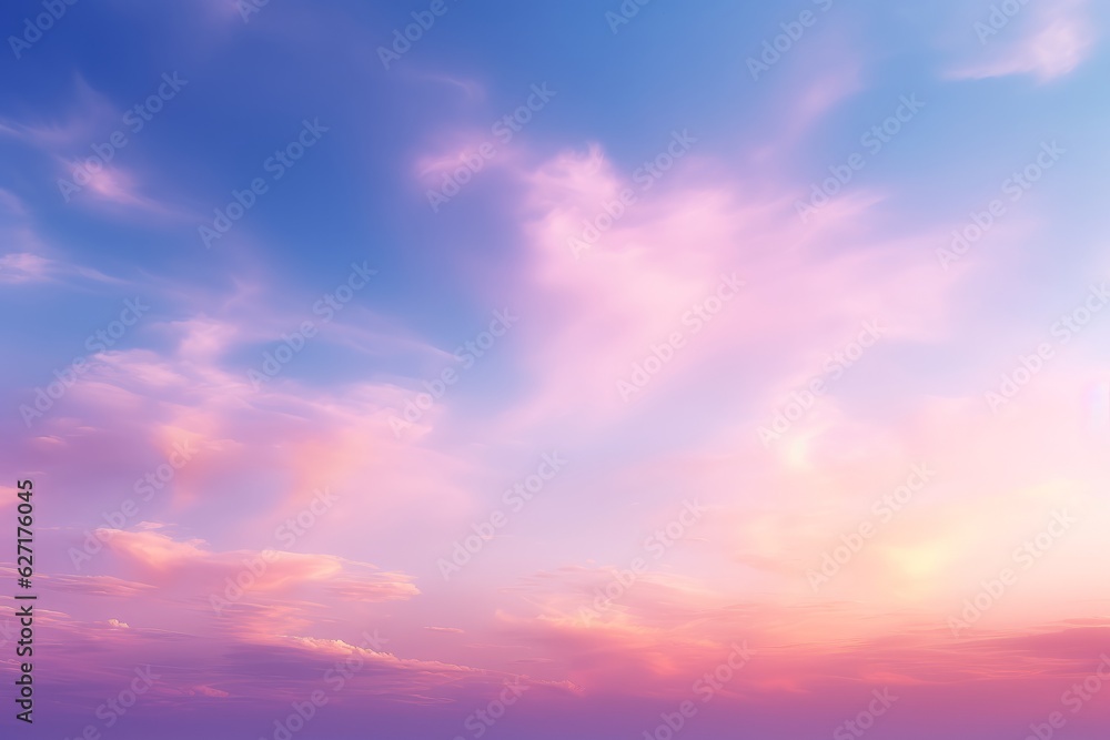 Fototapeta premium Dreamy Pink and Blue Sky Background with Vibrant Colors of the Sky, Generative AI