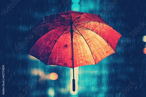 Wallpaper Mural Colorful Umbrella Under the Rain Vibrant Raindrops Falling on a Colorful Umbrella, Abstract Background with Copy Space, Generative AI Torontodigital.ca