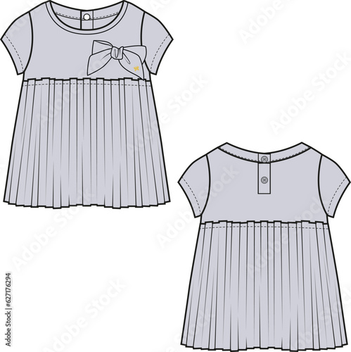 KID GIRLS AND BABY GIRL WEAR DRESS FRONT AND BACK VECTOR