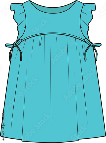 KID GIRLS WEAR SUMMER DRESS VECTOR ILLUSTRATION SKETCH