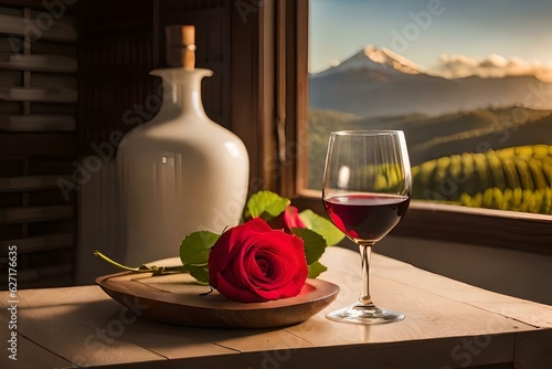 still life with wine and grapes