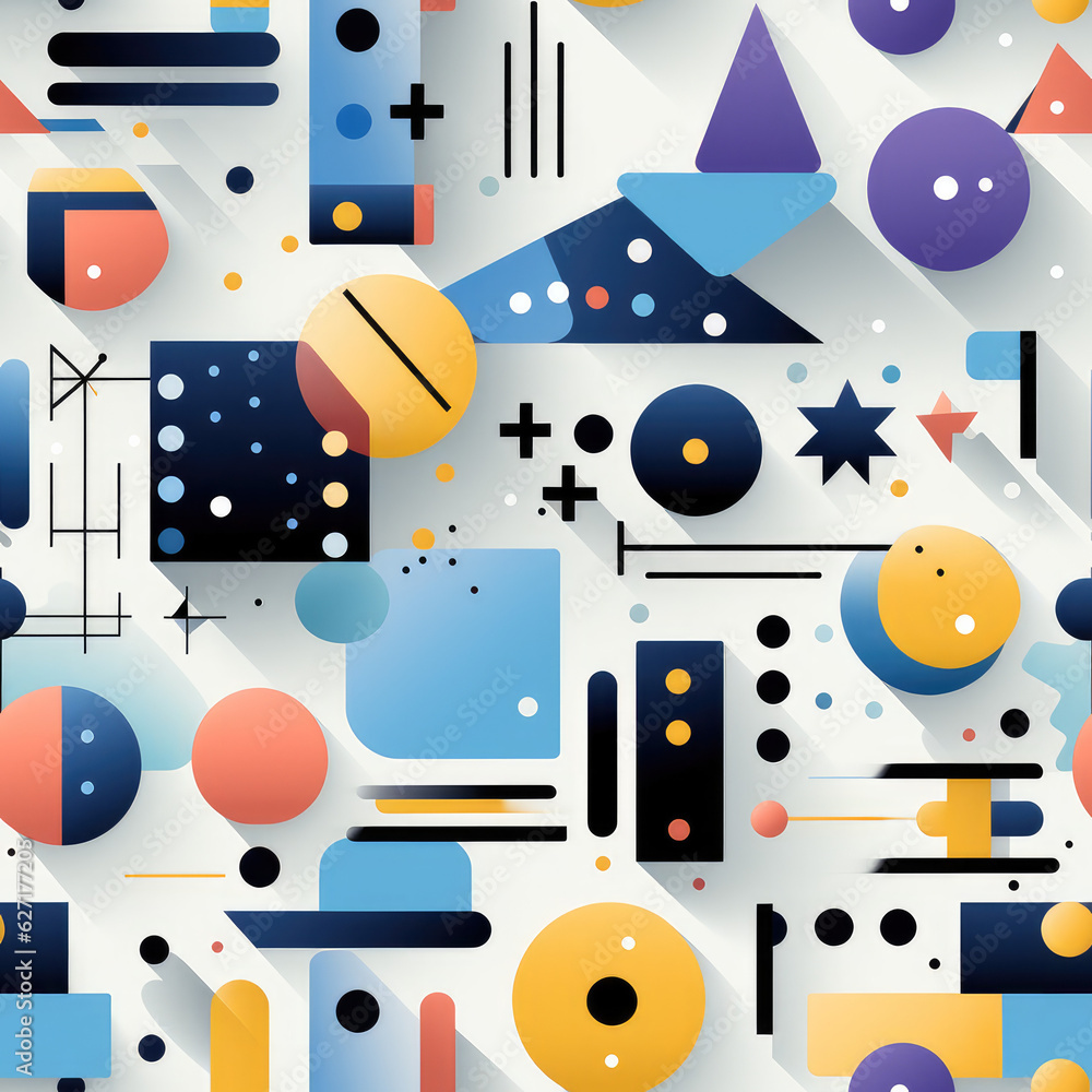 Obraz premium Memphis abstract seamless repeat pattern, modern colorful 3d 