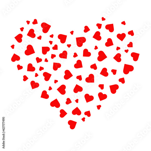 scattered heart vector design isolated on white background.