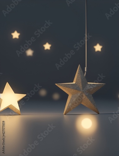 golden stars on blue background