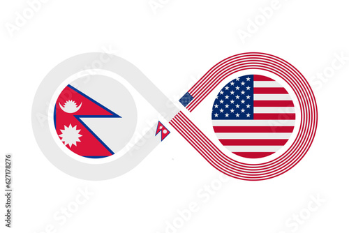 unity concept. nepali and american english language translation icon. vector illustration isolated on white background