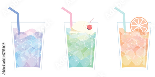 グラデーションのジュース３種類