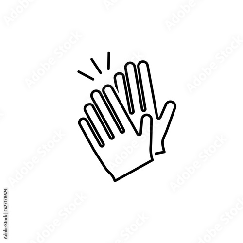 Clapping hands icon. Applause clap. Celebration hands gesture. Audience slam icon. Cheers slap sign. Celebration expression. Clapping applause symbol in outline style. People appreciation vector