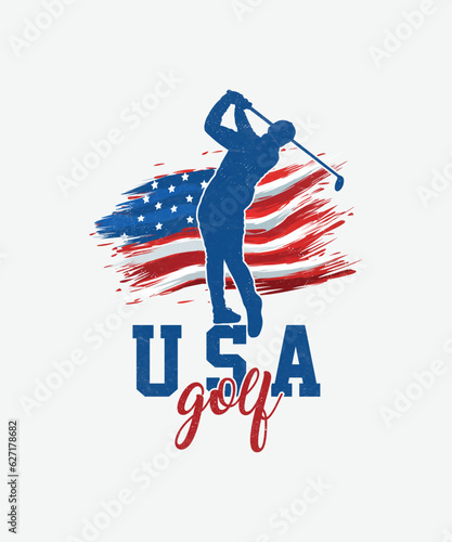USA Golf t-shirt design, USA Flag typograpgy t-shirt design photo