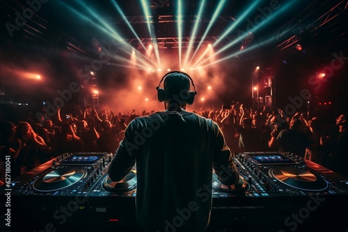 Live Music Extravaganza DJ at Nightclub, Generative AI