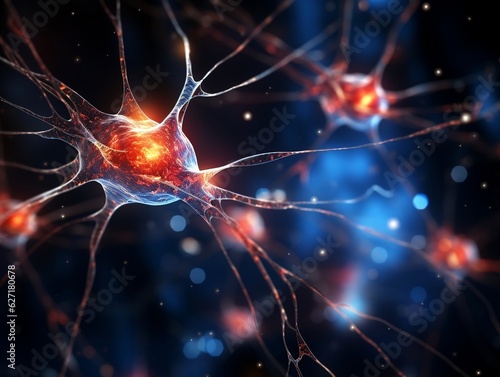 Neural cell neurons connecting the brain Generative AI