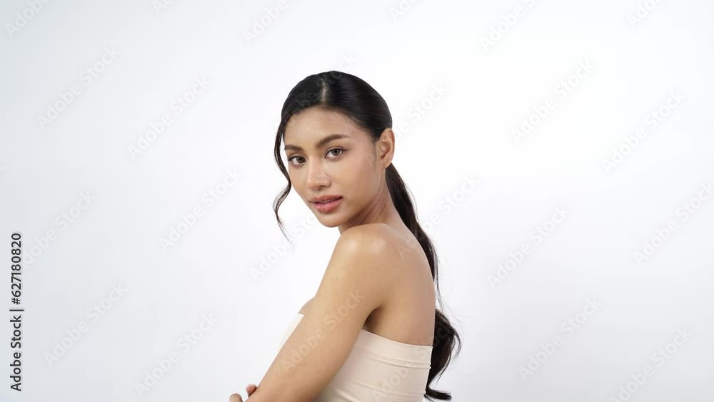 Beautiful young asian woman with clean fresh skin on white background, Face care, Facial treatment, Cosmetology, beauty and spa, Asian women portrait. Beautiful young asian woman with clean fresh skin on white background, Face care, Facial treatment, Cosmetology, beauty and spa, Asian women portrait.