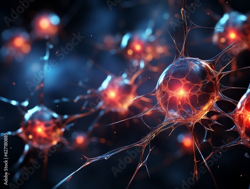 Neural cell neurons connecting the brain Generative AI