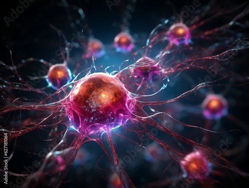 Neural cell neurons connecting the brain Generative AI © HYUNHO SONG