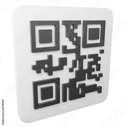 QR code clipart flat design icon isolated on transparent background, 3D render logistic and delivery concept