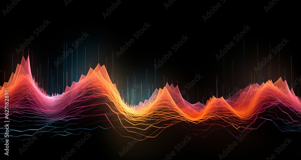 Colorful Audio Wave Spectrum Background with Free Download Digital Graphics, Vectors, and Icons, Generative AI