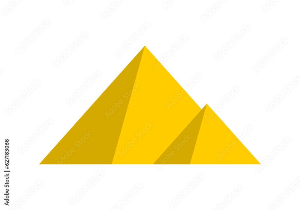Egypt ancient pyramids of giza are egyptian pharaoh tomb on white background flat vector icon design. Egypt ancient pyramids of giza are egyptian pharaoh tomb on white background flat vector icon design.