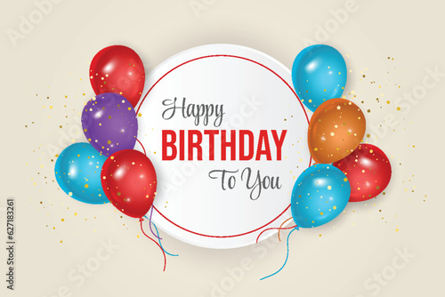 Photography Birthday balloons banner design Happy birthday greeting text with an elegant go