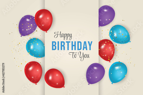 Photography Birthday balloons banner design Happy birthday greeting text with an elegant go