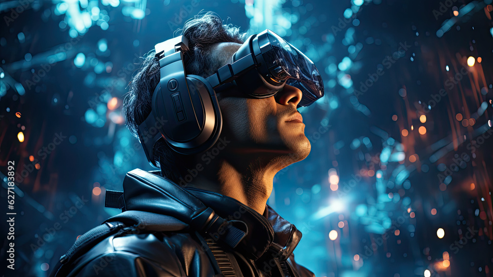 a person wearing augmented reality glasses and interacting with the world, 3d art generative ai a person wearing augmented reality glasses and interacting with the world, 3d art generative ai
