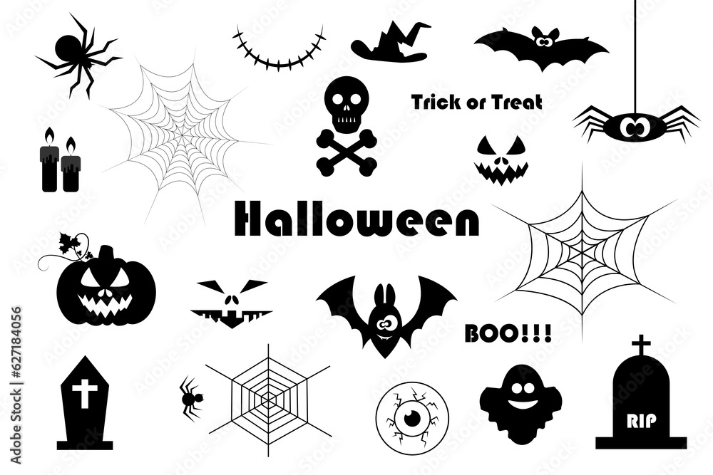 Halloween silhouettes on an orange background Halloween silhouettes on an orange background