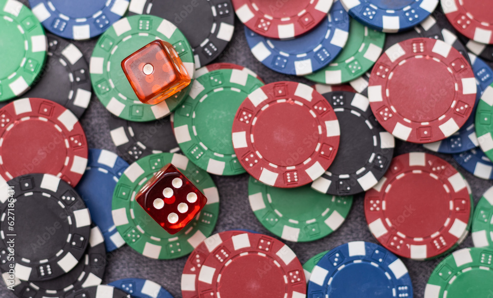 casino chips border background on green table casino chips border background on green table