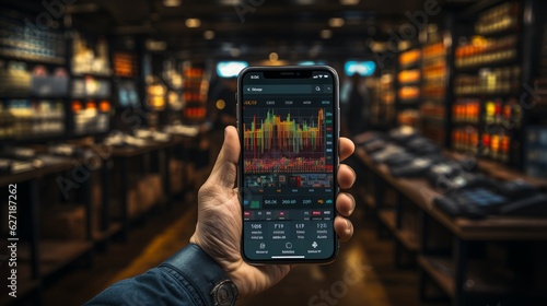 Trading Charts Displayed on Phone or Monitor