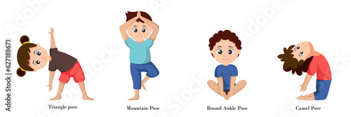 Illustration of men and women doing yoga pose exercises