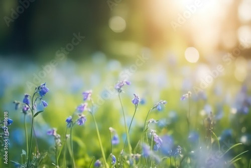 Beautiful blue wildflowers in nature outdoors with soft light © SaraY Studio 