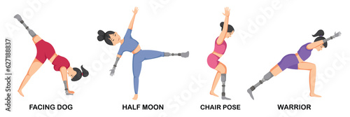Illustration of men and women doing yoga pose exercises