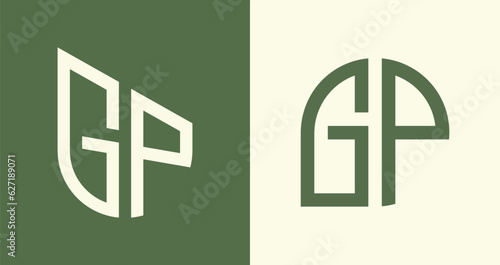 Creative simple Initial Letters GP Logo Designs Bundle.