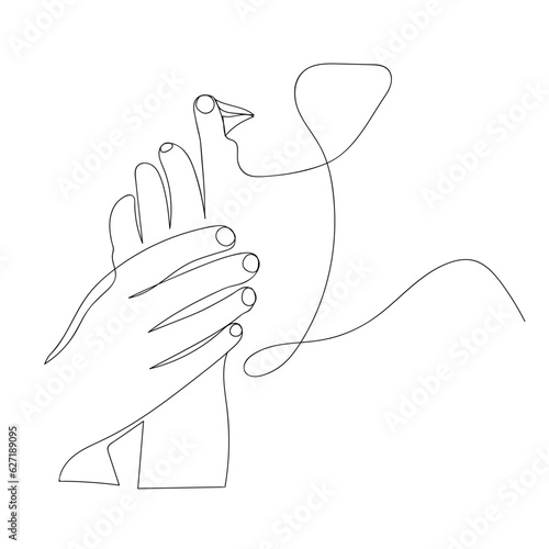 young beautiful women showing silent gesture. privacy concept. hand drawn style vector illustration. Vector illustration.