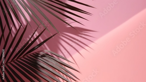 Blurred shadow from palm leaves on the pink wall,Minimal wallpaper background for product present
