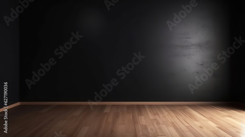 Empty light dark wall with beautiful chiaroscuro and wood floor