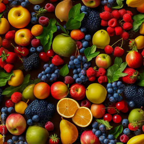 healthy fruits  vegetables and berries. seamless pattern background