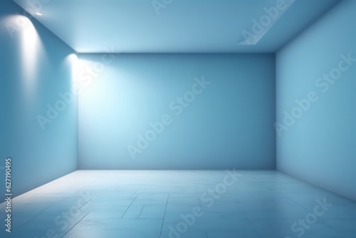 Light blue empty wall and smooth floor with interesting vibe