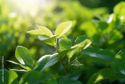 Natural background with young juicy green foliage