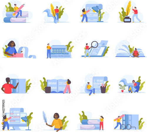 Flat Writer Icon Set