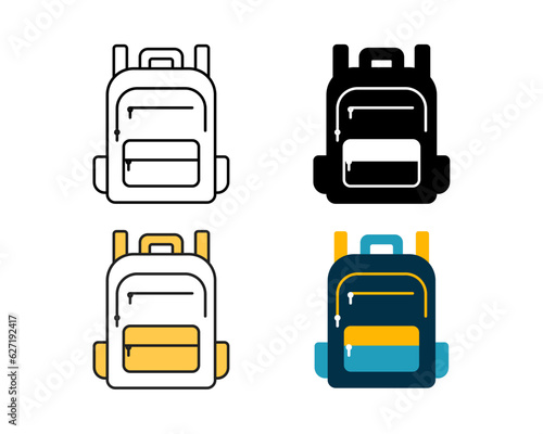 school bag icon vector design in 4 style line, glyph, duotone, and flat.