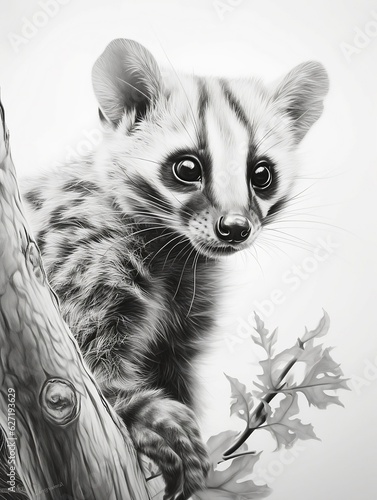 Wallpaper for phone with a pencil sketch artwork civet animal drawing.