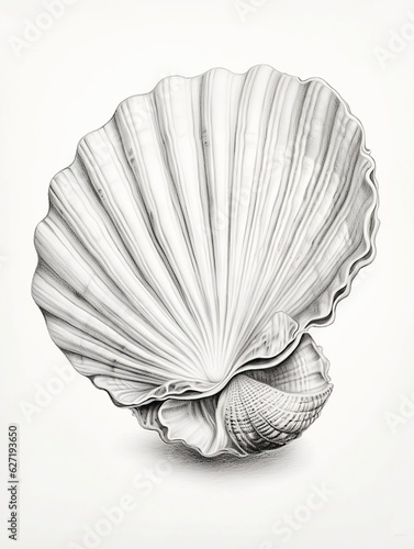 Wallpaper for phone with a pencil sketch artwork clam animal drawing.