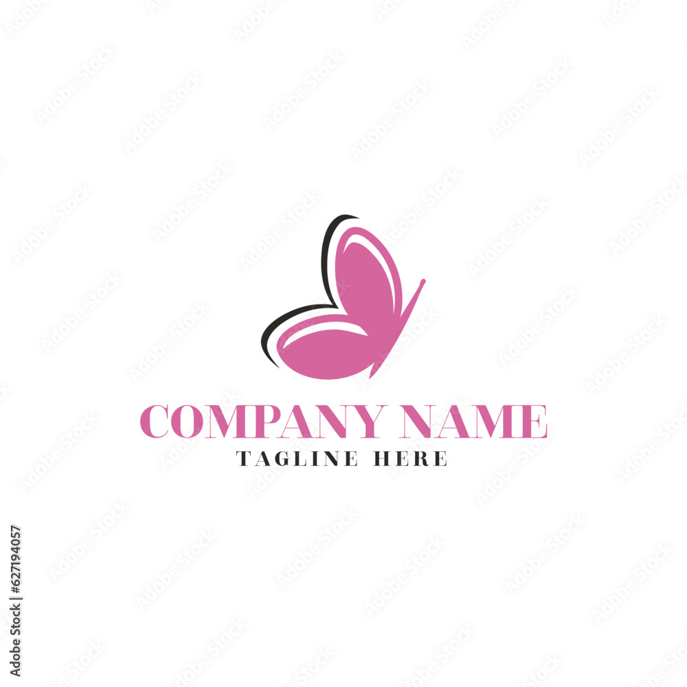 Beauty nature butterfly spa logo design. Vector
