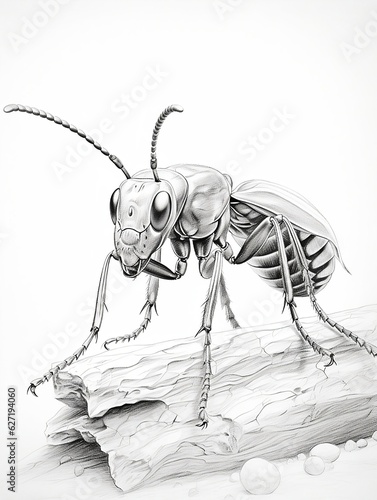 Wallpaper for phone with a pencil sketch artwork earwig animal drawing.