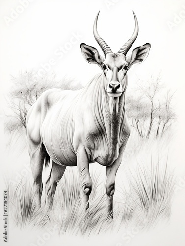 Wallpaper for phone with a pencil sketch artwork eland animal drawing.