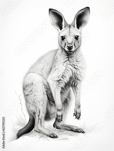 Wallpaper for phone with a pencil sketch artwork wallaby animal drawing